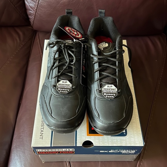 Skechers Other - Sketchers Slip Resistant Memory Foam Black Work Shoes Size 9 NWT